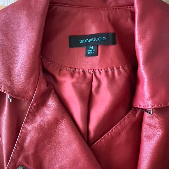 Red Leather Moto Jacket size M - Picture 9 of 13